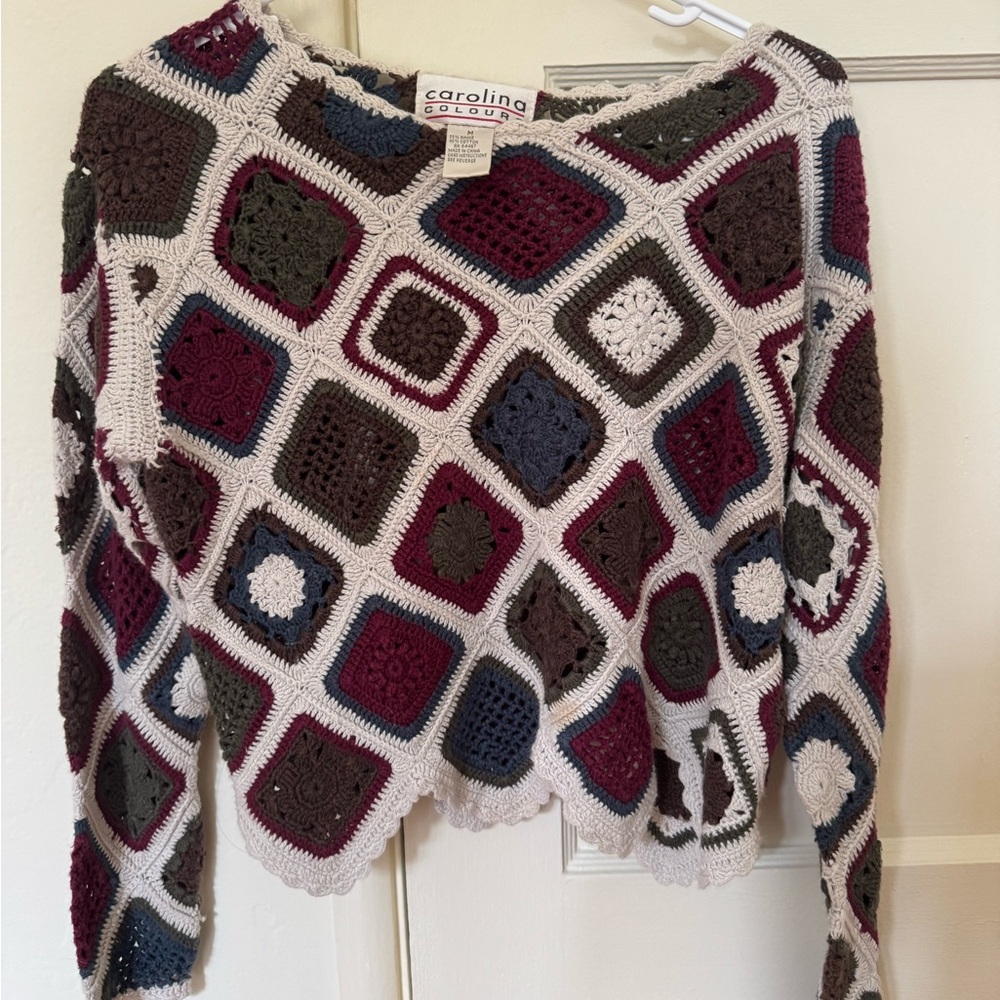Boho Multicolor Crochet Sweater